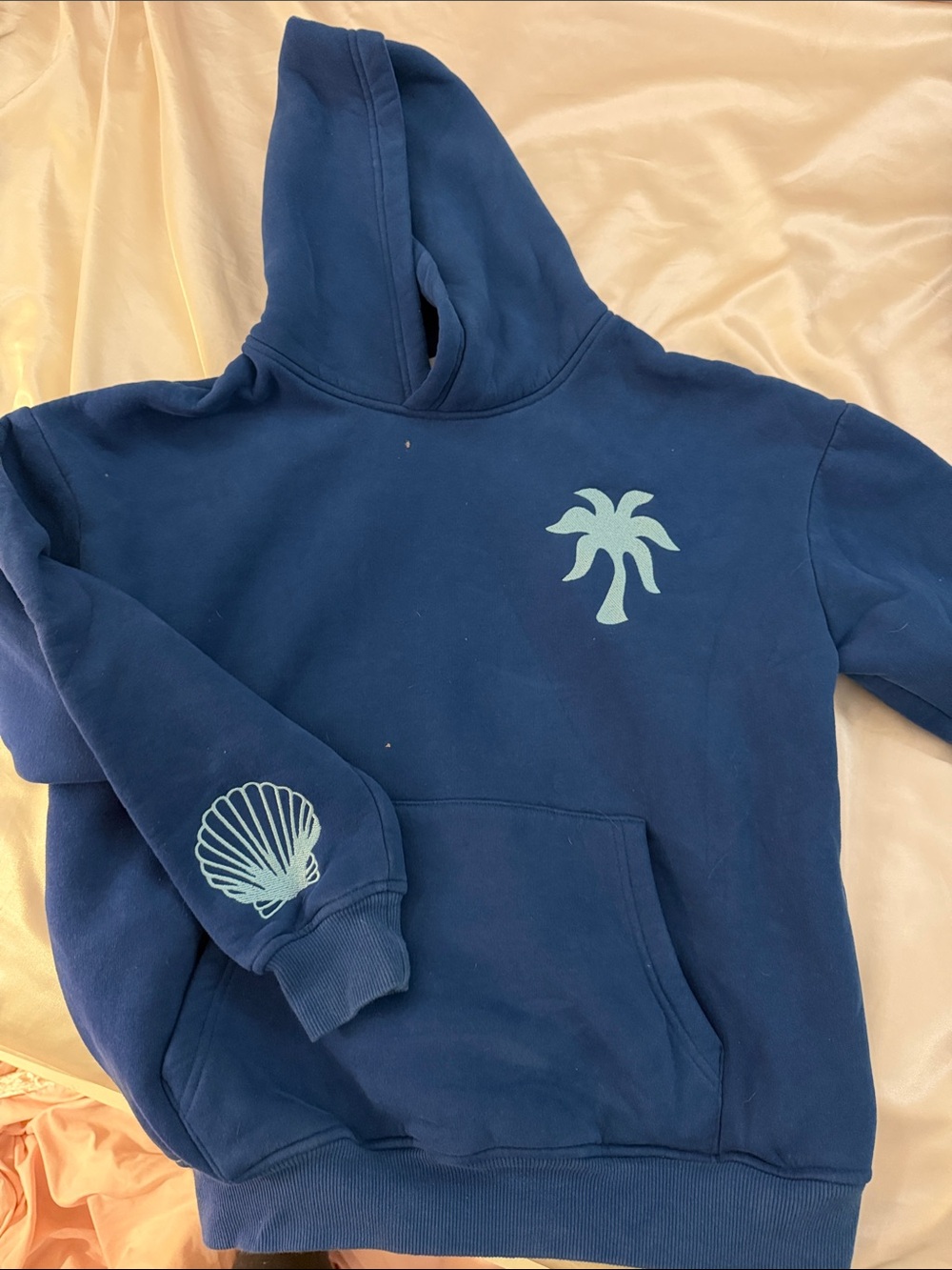 PINK palm puff Navy Blue Hoodie with Palm Logo